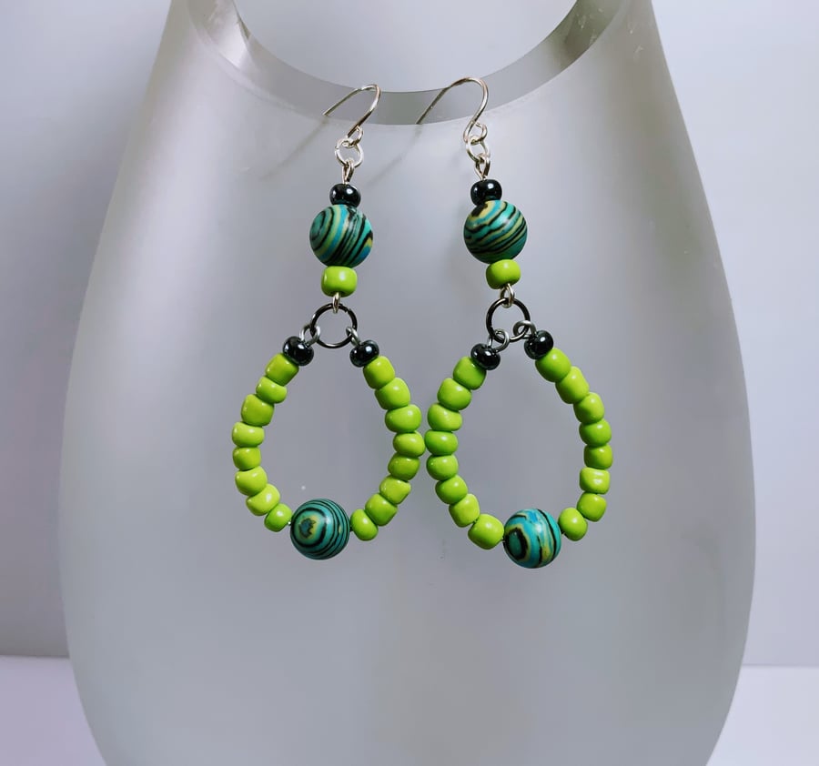 Boho Beaded Loop Earrings.