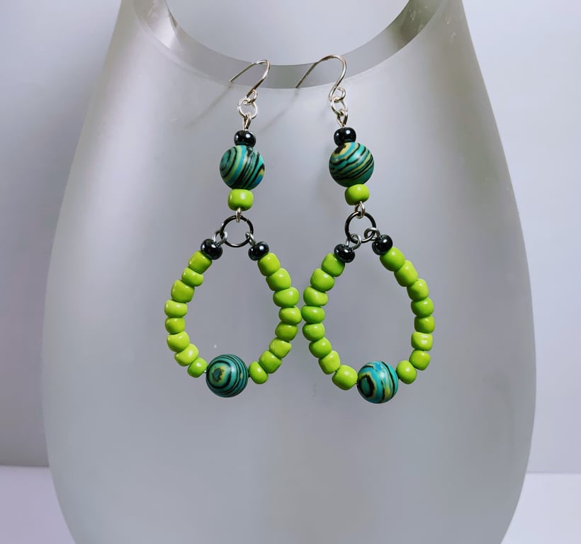 Boho Beaded Loop Earrings.