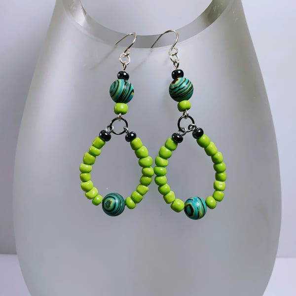 Boho Beaded Loop Earrings.