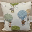 Animals in Balloons Cushion, Child's Cushion, Handmade in the UK