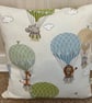 Animals in Balloons Cushion, Child's Cushion, Handmade in the UK