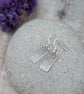 Sterling Silver Small Leaf Pattern Rectangle Earrings - JBJ1091 - Image 2