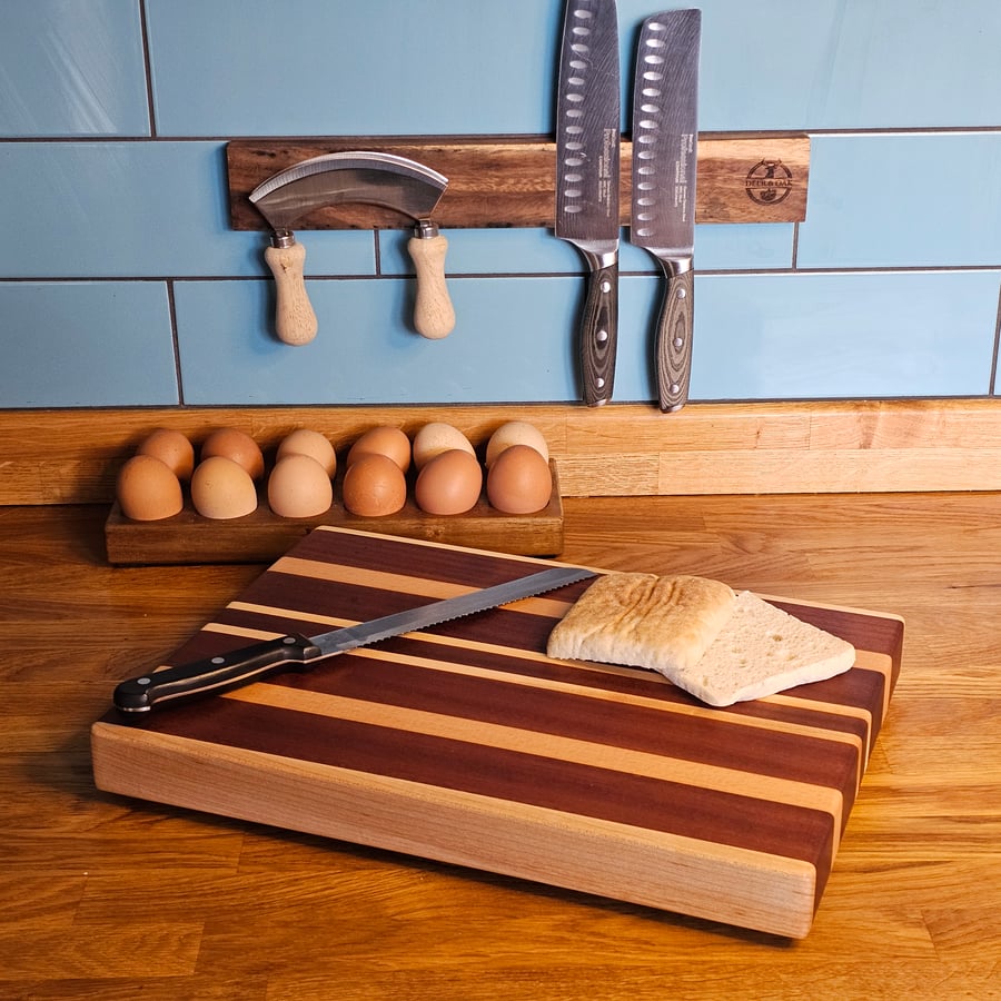 Hardwod Chopping-Cutting Board (Maple, Sapele), free Board Balm - 39.5x28x4cm