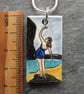 Handmade Ceramic Rock Goddess pendant in blue and turquoise - Image 3