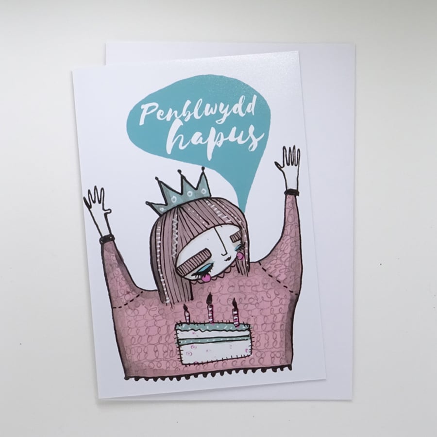 Penblwydd Hapus- Single Illustrated Card