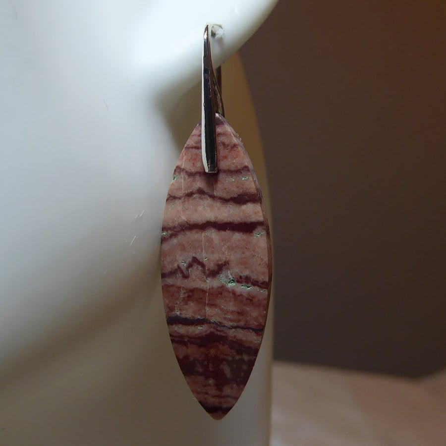 Pair of Sterling Silver & Coconut Jasper Gemstone Earrings