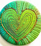 58mm Fabric Heart Badge with Free Machine Embroidery