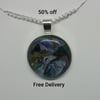 Earth Marble clay pendant 
