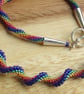 Spiral rainbow necklace, unusual twisting rainbow beaded jewellery - Image 5