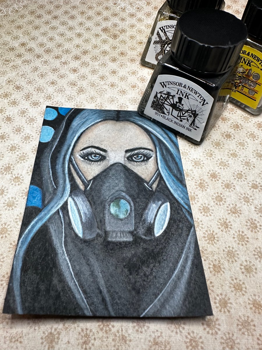 ACEO Original fantasy woman art 'Pollution' By V Kenworthy