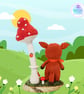 Crochet fox and toadstool sculpture. Fox ornament. Fox decoration. - Image 6
