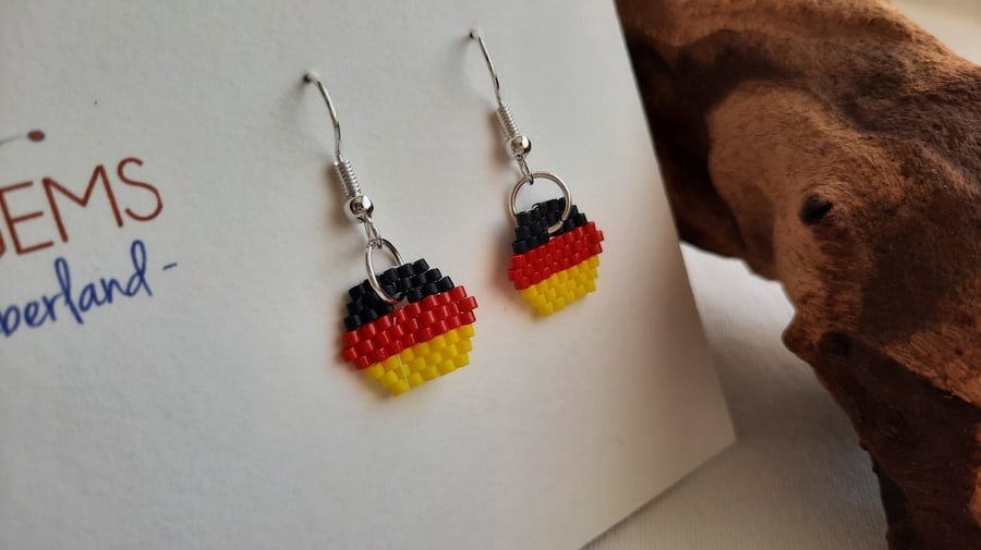 Hexagonal German Themed Flag Beadwork Earrings