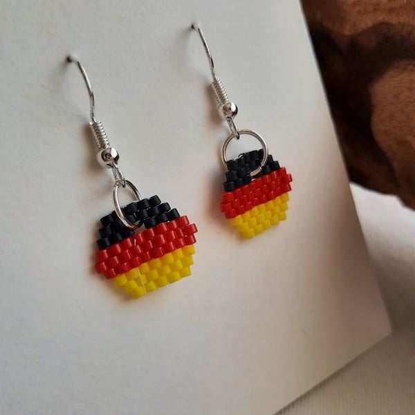 Hexagonal German Themed Flag Beadwork Earrings