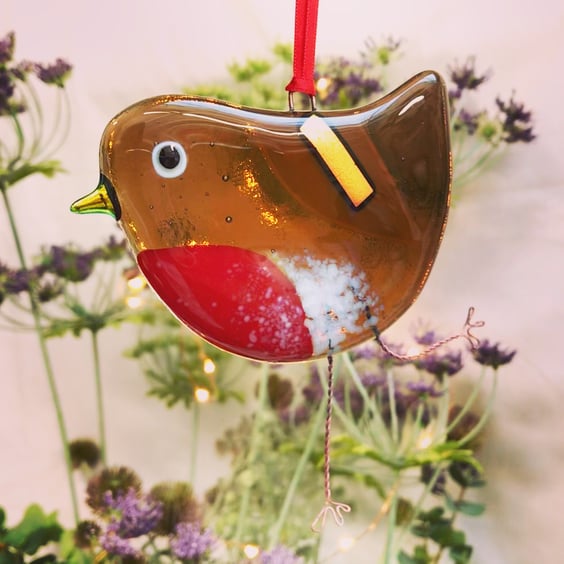 Fused Glass Robin