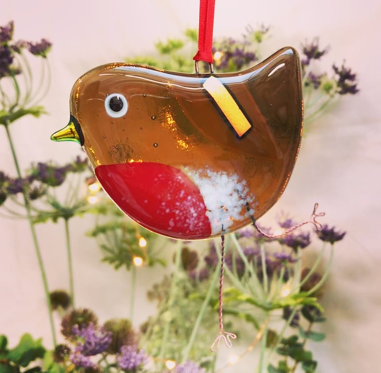 Fused Glass Robin