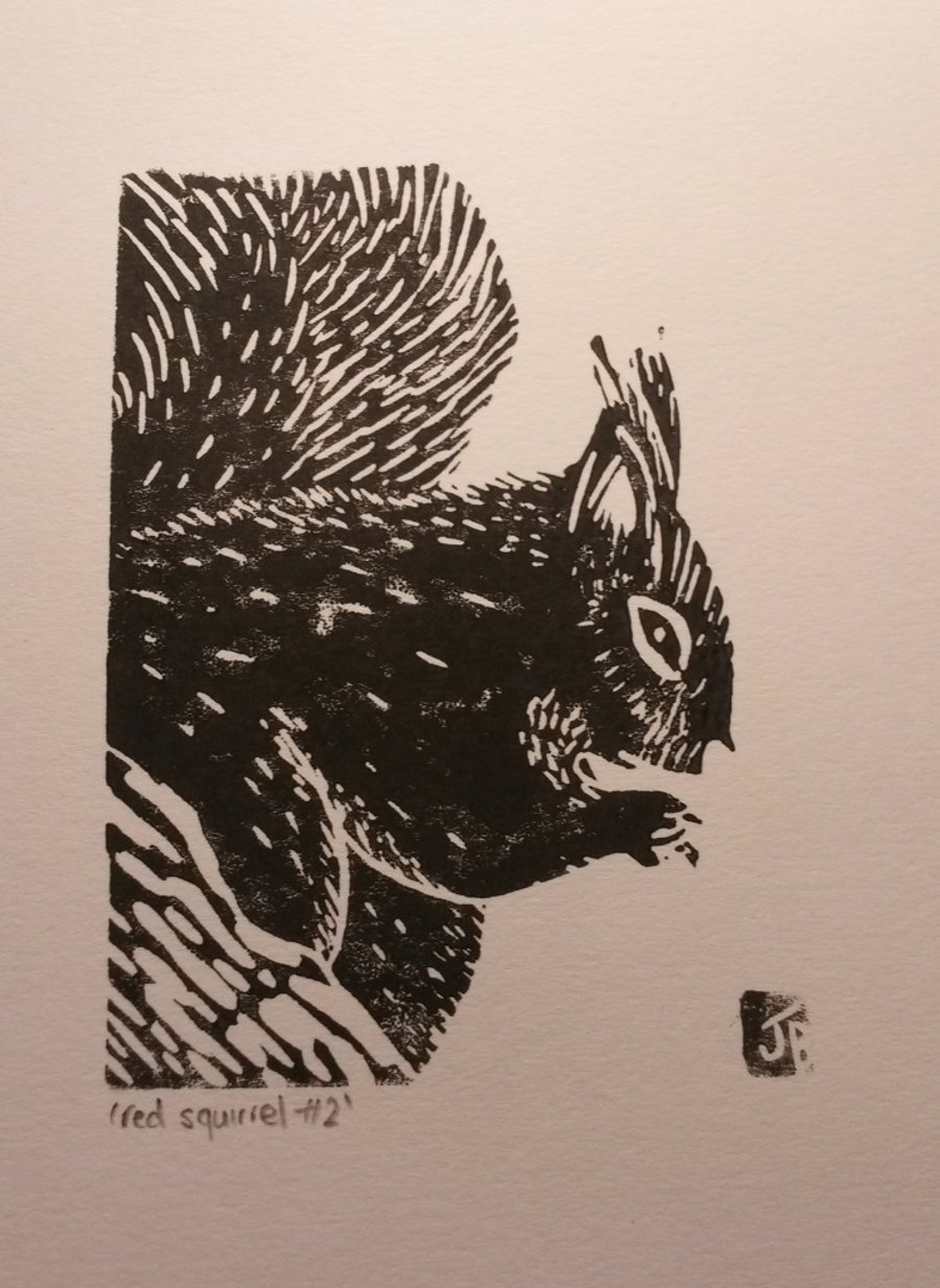 'Squirrel No. 2' lino print