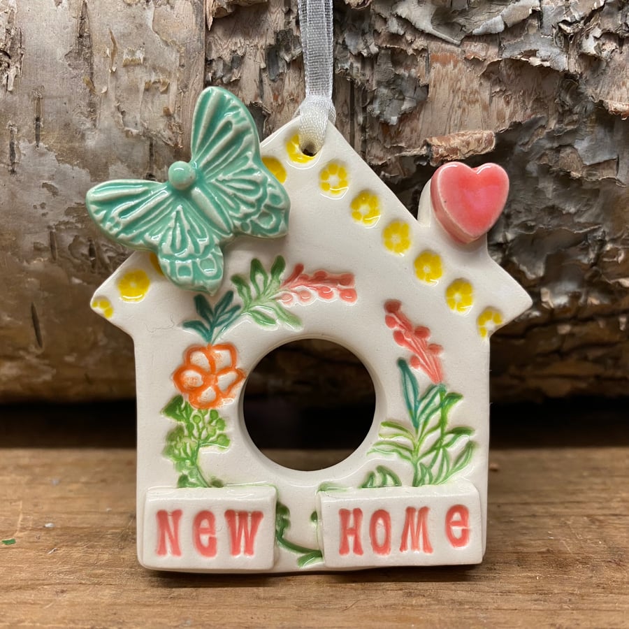 Small Ceramic bird house decoration with pottery butterfly New Home