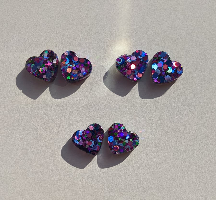 Small jewel glitter holographic hearts