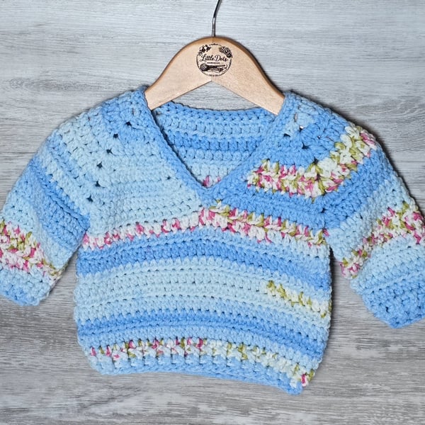 Handmade Crochet Baby Jumper – 3–6 Months