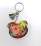 Rainbow Bear Resin Shaker Keyring: Kawaii Glitter Charm with Tassel
