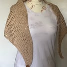 Fawn Coloured Crocheted Shawl 