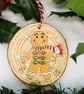 Summer Seconds Gingerbread Man log slice Christmas decoration 