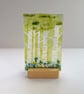 Fused Glass Bluebell Woods Ornament, Birch Tree Scene