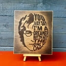 John Lennon handcrafted wooden plaque