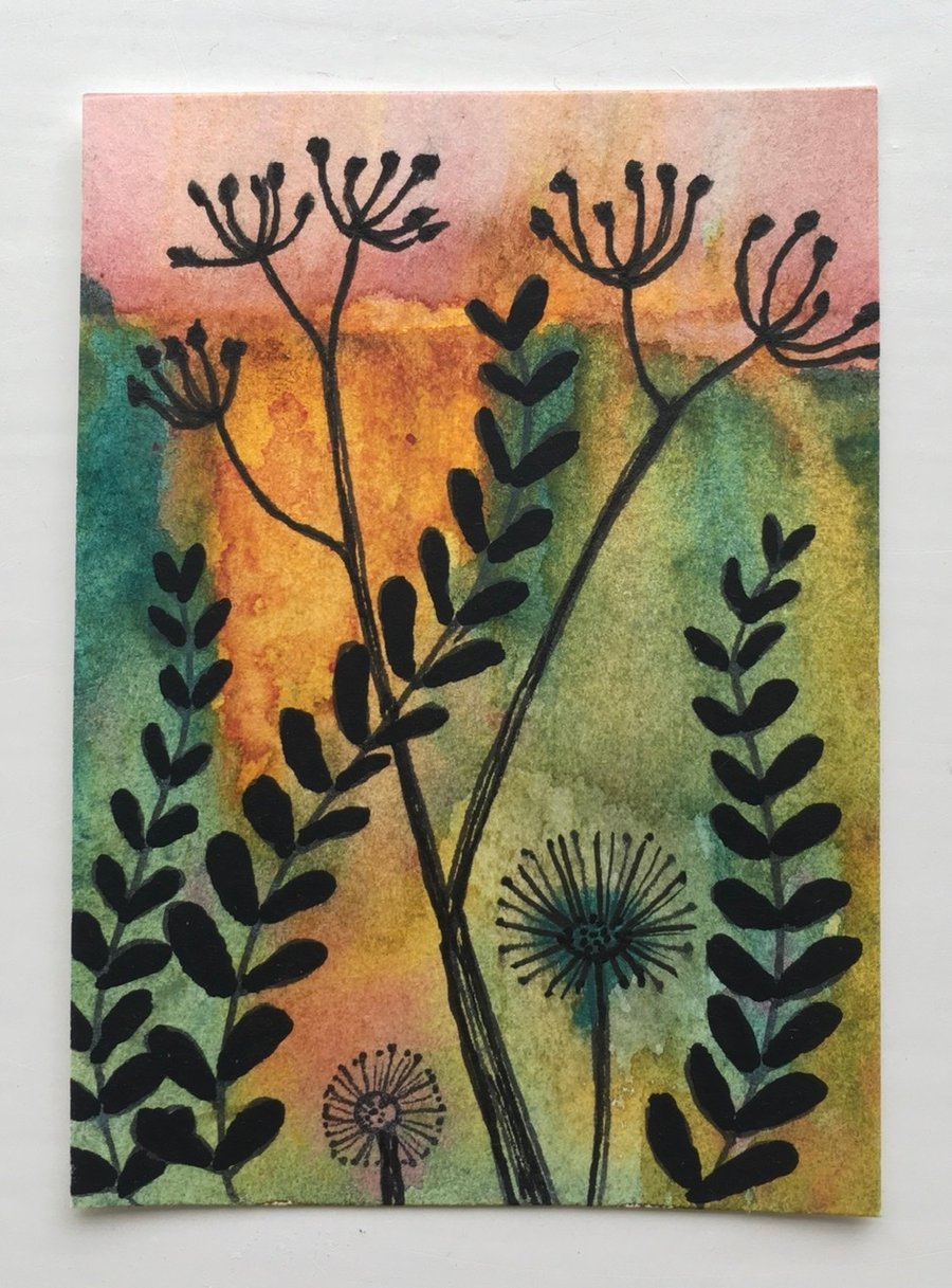 Hedgerow silhouettes Aceo 