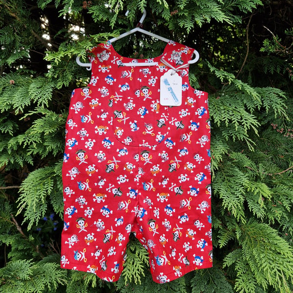 Age: 1yr Red Pirate Skull and Cross-bone Rompers