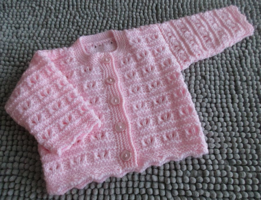 16" Round Neck Pink Baby  Cardigan