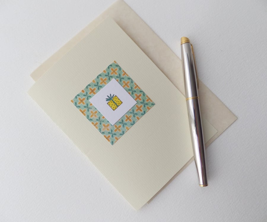 Little Present Simple Unisex Card, handmade unique card.