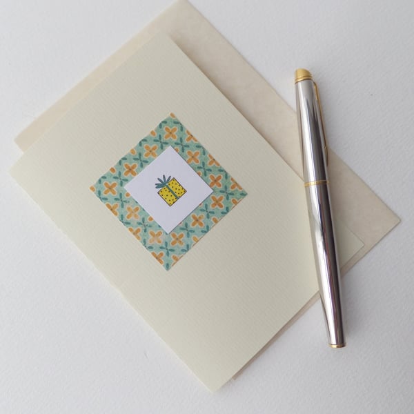 Little Present Simple Unisex Card, handmade unique card.
