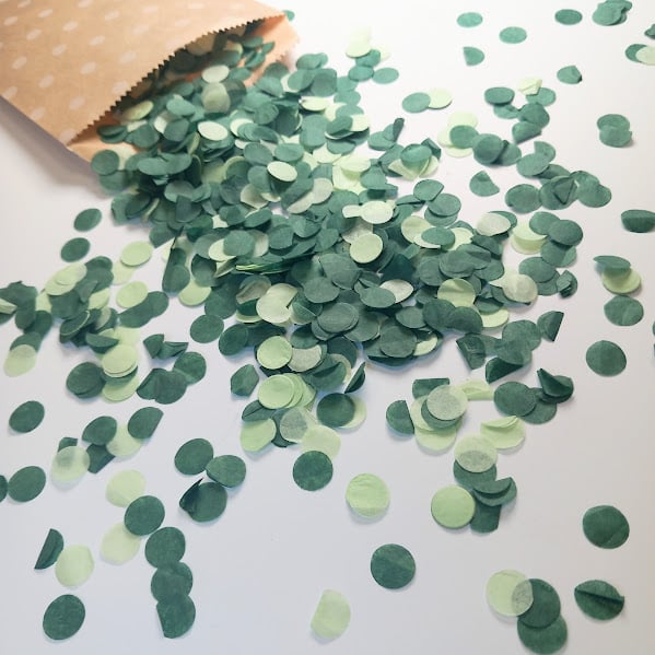 Biodegradable Wedding Confetti - Deep Green & Sage - Various Shapes