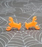 Small Orange Resin Lobster Stud Earrings - Image 2