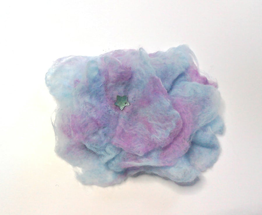 Felt corsage, brooch merino wool flower