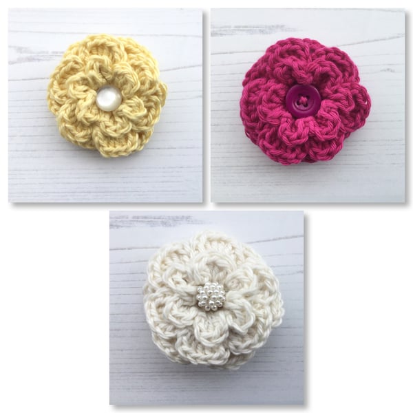 Crochet Flower Brooches