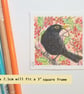 Blackbird miniature artwork, original bird drawing - Image 9