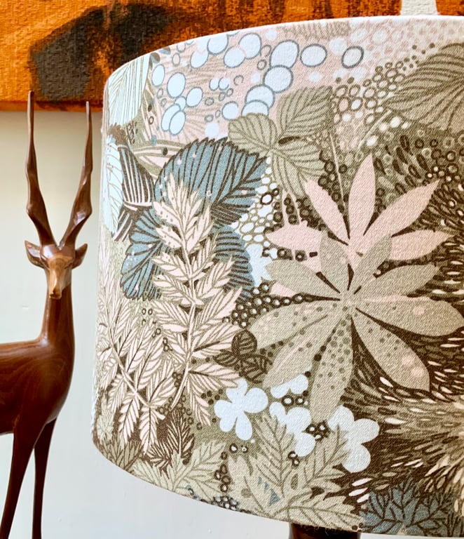 Grey Leaf Foliage  Lyndhurst by Grafton Vintage Fabric Lampshade option 