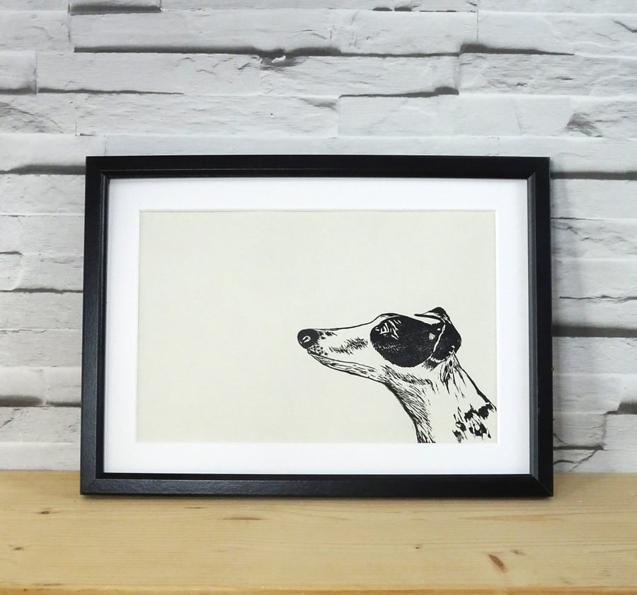 Greyhound, Whippet, Galgo,  Lurcher Lino Print
