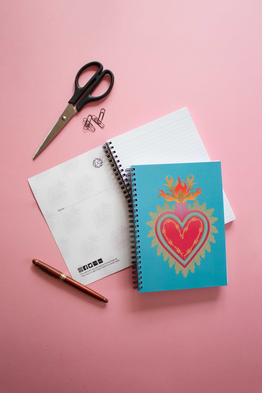 Sacred Heart A5 Gold Foiled ring bound notebook 