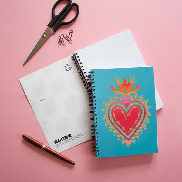 Sacred Heart A5 Gold Foiled ring bound notebook 