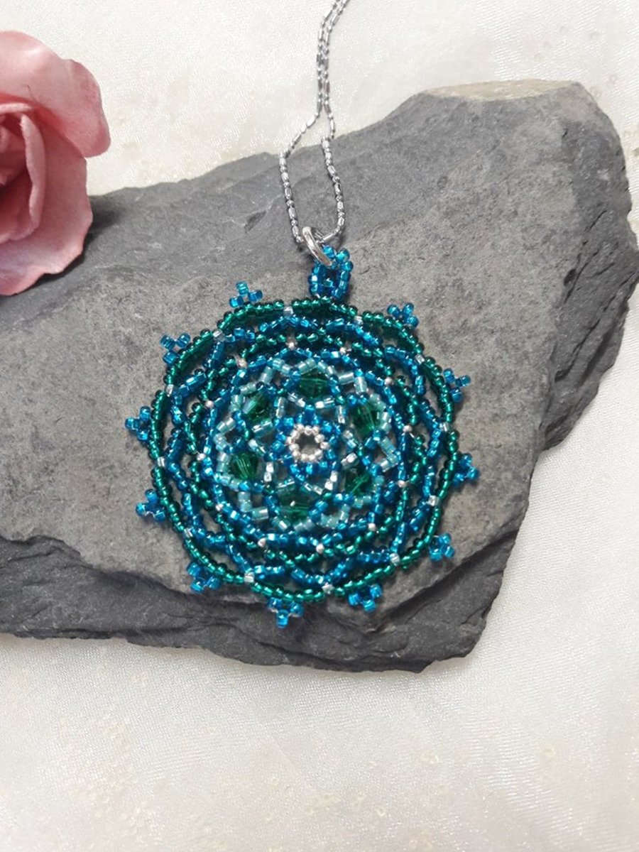 Mandala Beadwork Necklace -REDUCED