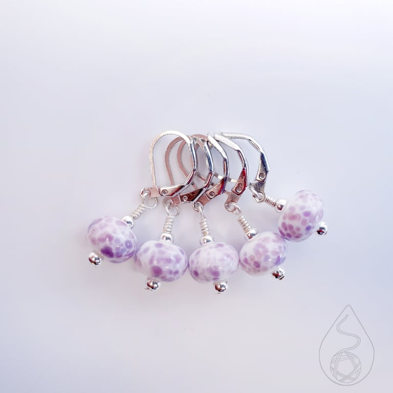 Lampwork Stitch Markers - Pale Lavender