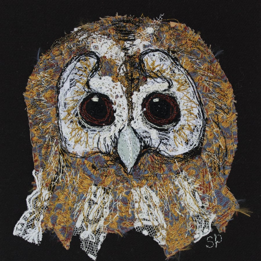 Tawney Owl Original Textile Art