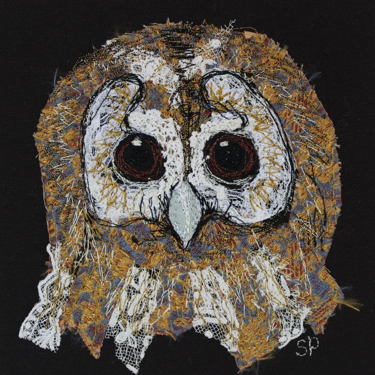 Tawney Owl Original Textile Art