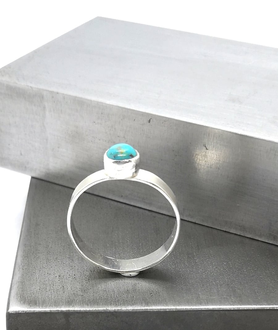 Turquoise ring - recycled sterling silver - December birthstone