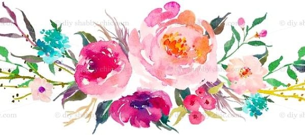 Waterslide Furniture Vintage Image Transfer Shabby Chic Watercolor Flower Scroll