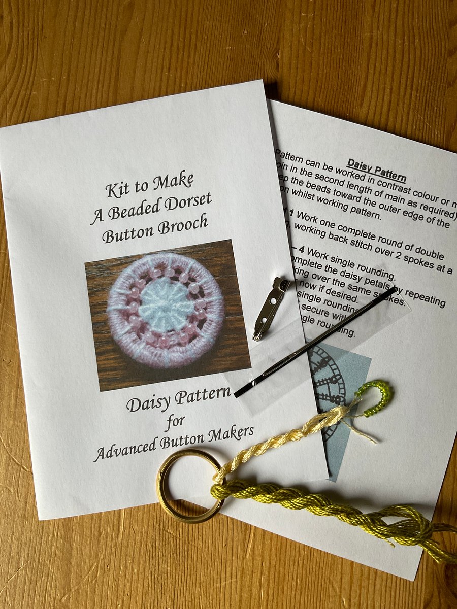 Kit for a Beaded Dorset Button Brooch, Daisy Design BD8