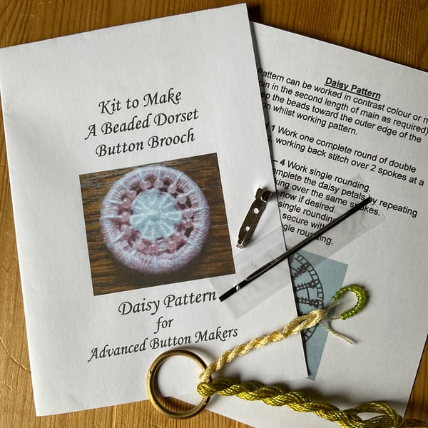 Kit for a Beaded Dorset Button Brooch, Daisy Design BD8